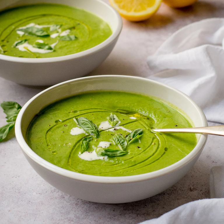 Yakelos Broccoli-Zucchini Soup with Basil